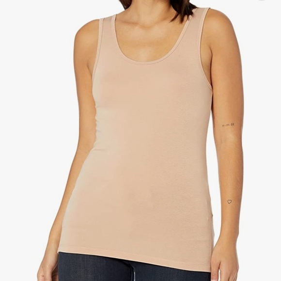 Tops - Slim Fit Scoop Neck Tank-beige